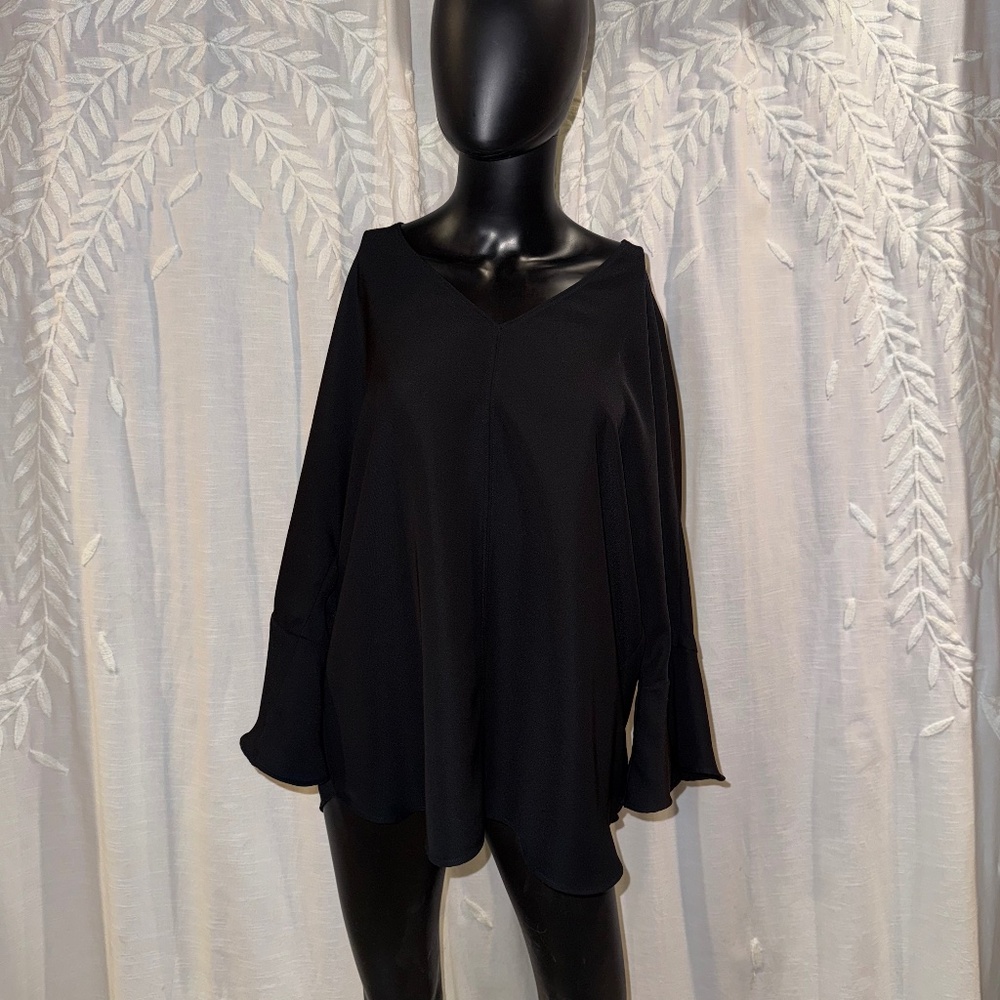 Pleione Black Flowy Blouse – Effortless Elegance – Size XL
